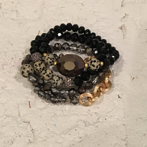 Black 4 Layer Bracelet Set